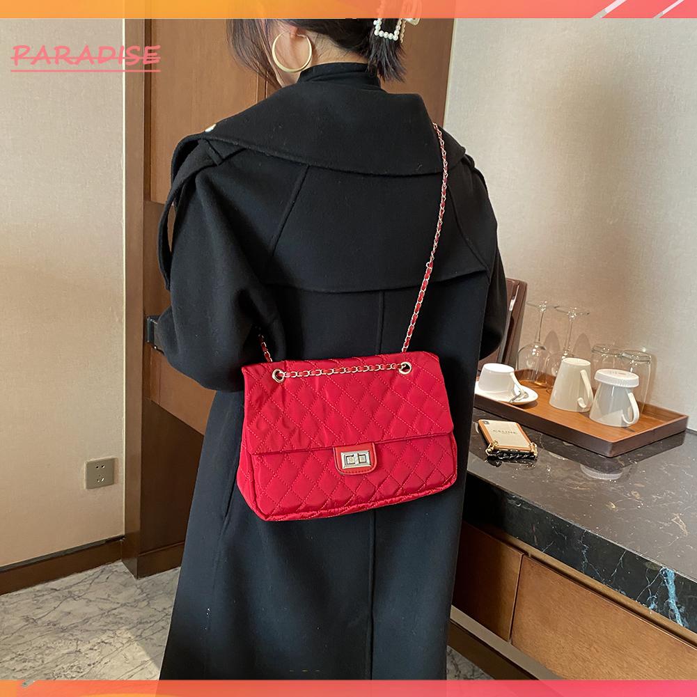 Túi tote đeo vai bằng nylon họa tiết kẻ sọc thời trang nữ