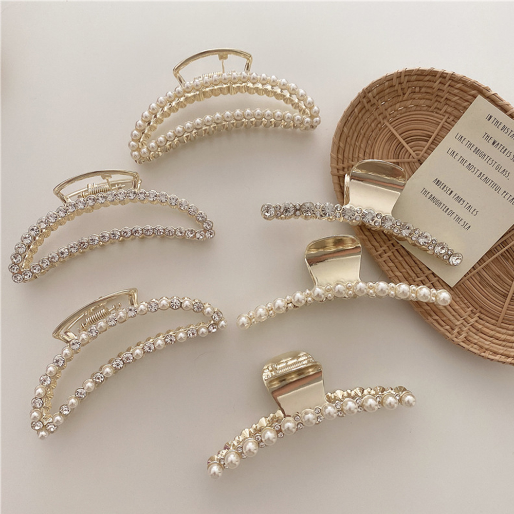 Kẹp Tóc Càng Cua Đính Ngọc Trai Giả Thời Trang Cho Nữ