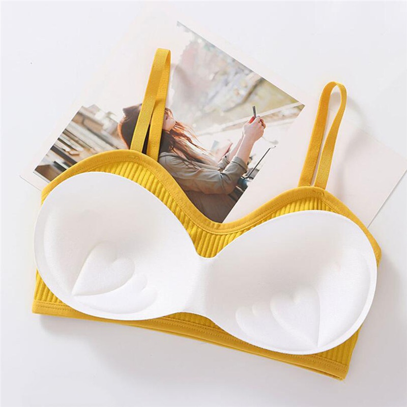 Áo Lót Hai Dây Có Mút Đệm Màu Trơn Kiểu Dáng Quyến Rũ