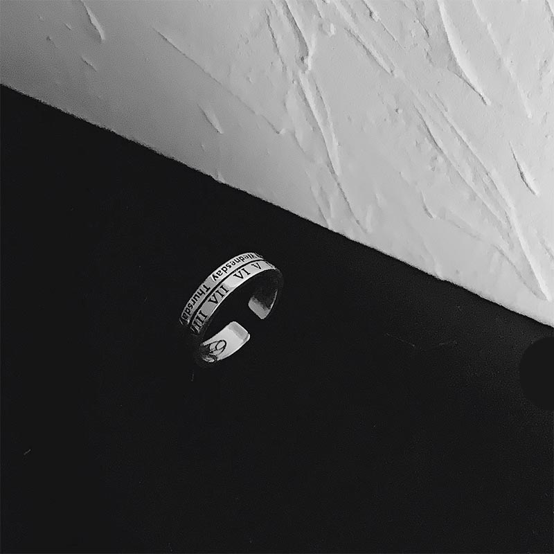 Nhẫn dạng mở khắc số La Mã phong cách Hip Hop cổ điển sành điệu