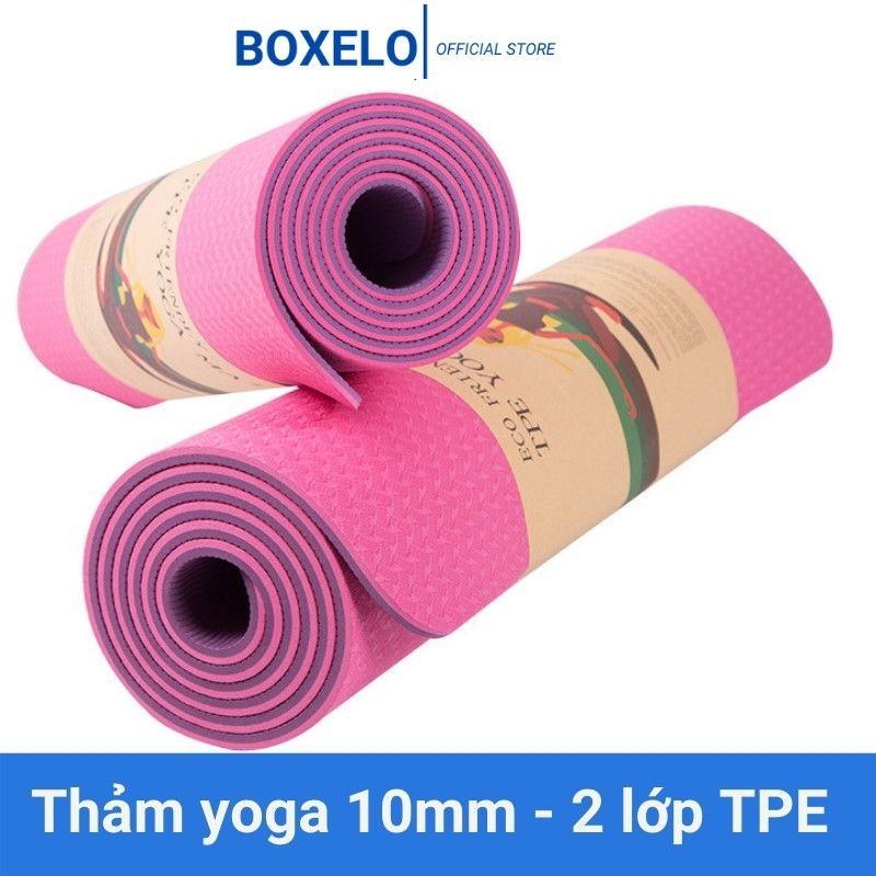 Thảm tập yoga định tuyến, Thảm tập gym 2 lớp TPE chống trơn trượt cao cấp Boxeta.