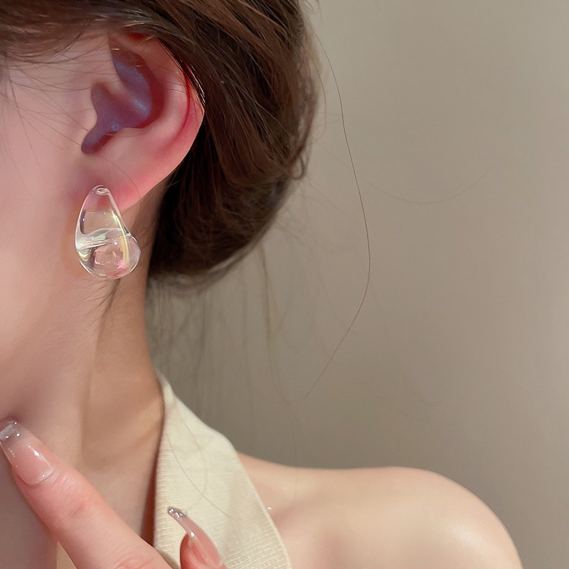 Bông Tai Ngọc Trai Trong Suốt Thiết Kế Hình Học Thời Trang Mùa Hè