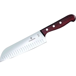 Dao bếp Victorinox Santoku 17cm cạnh sáo, cán gỗ hồng mộc - Thụy Sỹ