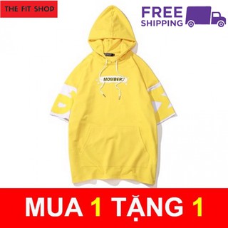 Áo hoodie tay ngắn màu vàng trắng nam nữ ahdt238a cao cấp