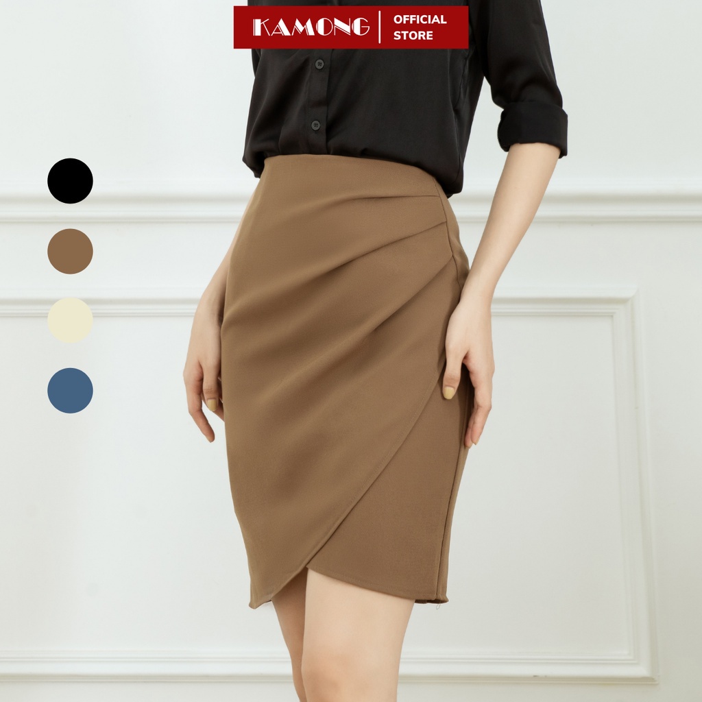 Chân váy xếp ly tà chéo KAMONG phong cách công sở CV006 - HÀNG MỚI VỀ