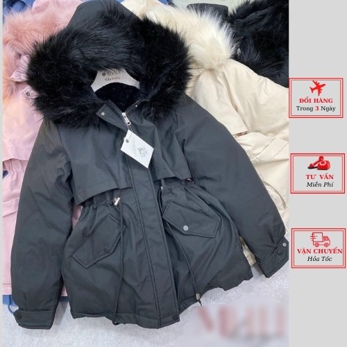 Áo parka nữ lót lông có mũ tháo rời cao cấp ulzzang Hàn Quốc mùa thu đông