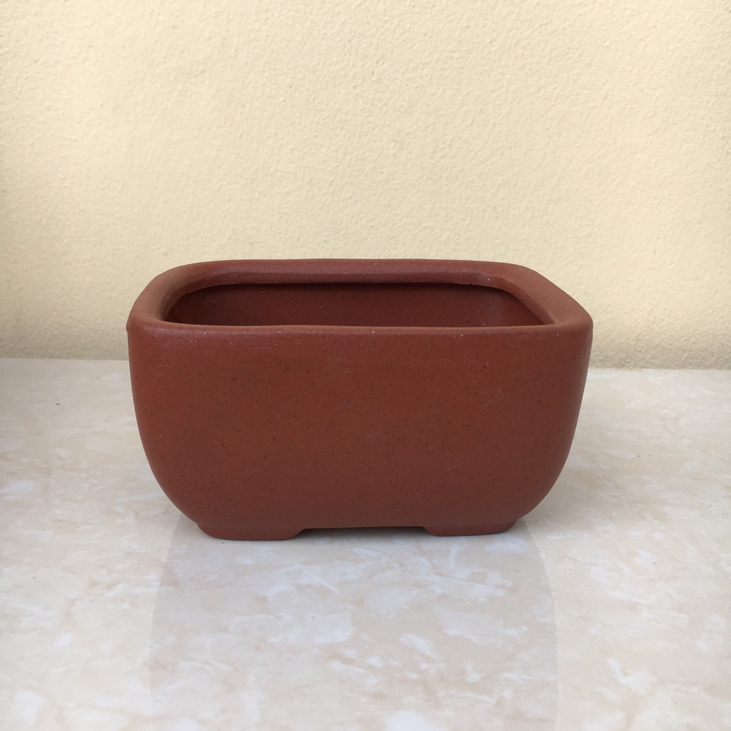 Chậu Chữ nhật bonsai sen đá mini đất nung màu đỏ son gốm Bát tràng 1 size SP343