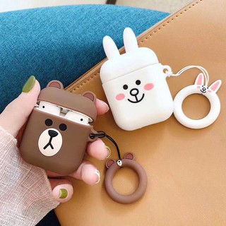 Vỏ Đựng Bảo Vệ Hộp Sạc Tai Nghe Airpods 1 / 2 Hình Gấu Brown / Thỏ Cony