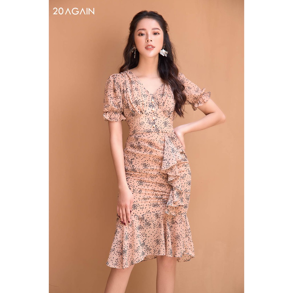 Đầm hoa Ôm Bèo Thân Dưới 20AGAIN DOA1608, đầm đi biển, đầm đi tiệc thanh lịch, tôn dáng | BigBuy360 - bigbuy360.vn