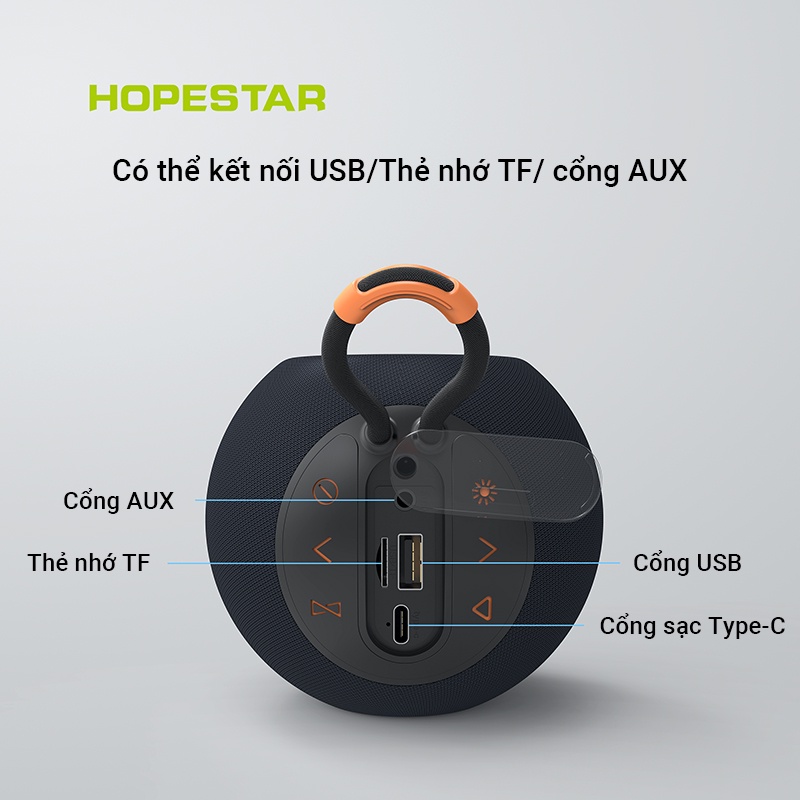 Loa bluetooth không dây HOPESTAR H52 công suất 5W, âm bass mạnh mẽ có màng rung, đèn LED đa sắc, bluetooth 5.0, nhỏ gọn