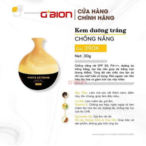 Kem Face Ngày Dưỡng Da Chống  Nắng Luxury girl, NPP GBION