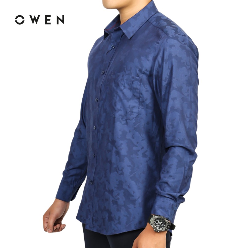 Áo sơmi nam dài tay Owen chất Bamboo dáng Slimfit màu xanh - AS91290DT