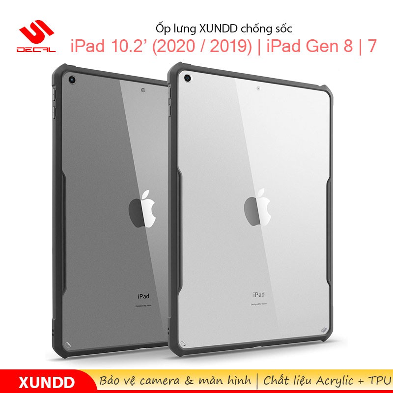 Ốp lưng XUNDD iPad 10.2' (2020 / 2019) / iPad 8 / 7, Mặt lưng trong, Viền TPU, Chống sốc