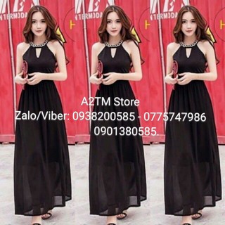 ĐẦM MAXI VOAN CỔ YẾM MÓC XÍCH