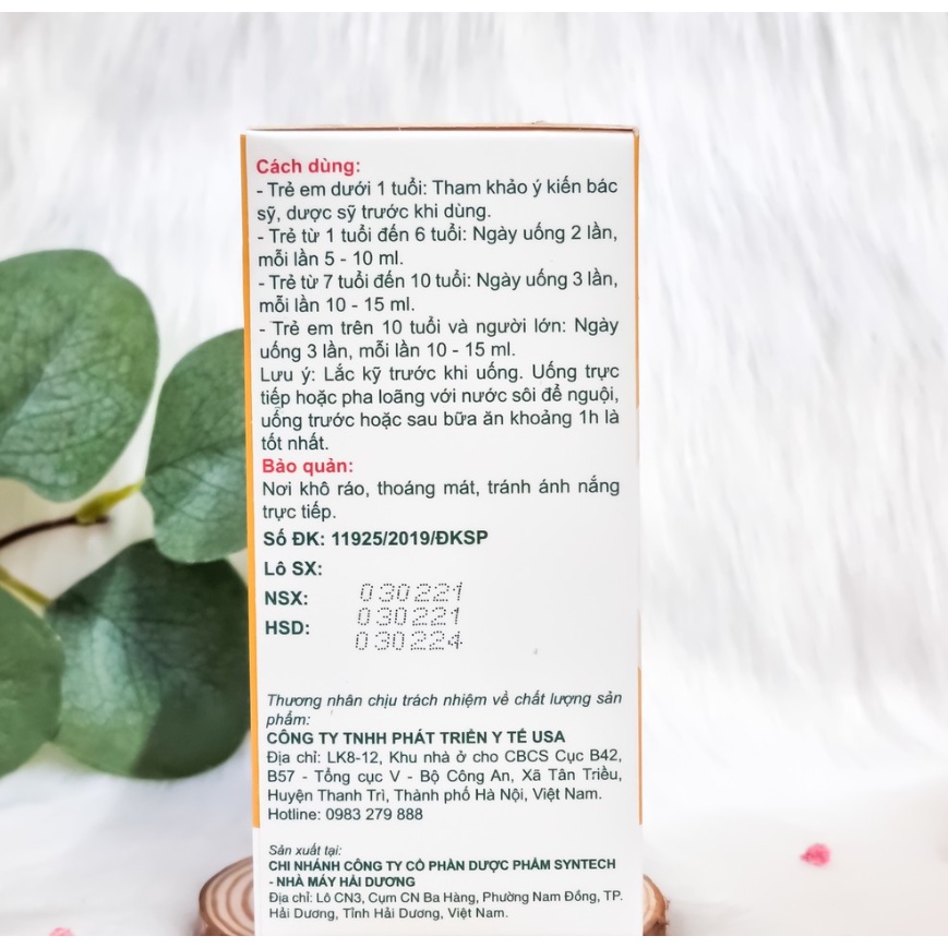 Siro Ho Azinnecare 100ml Cho Bé - Giúp bổ phế giảm ho do thay đổi thời tiết