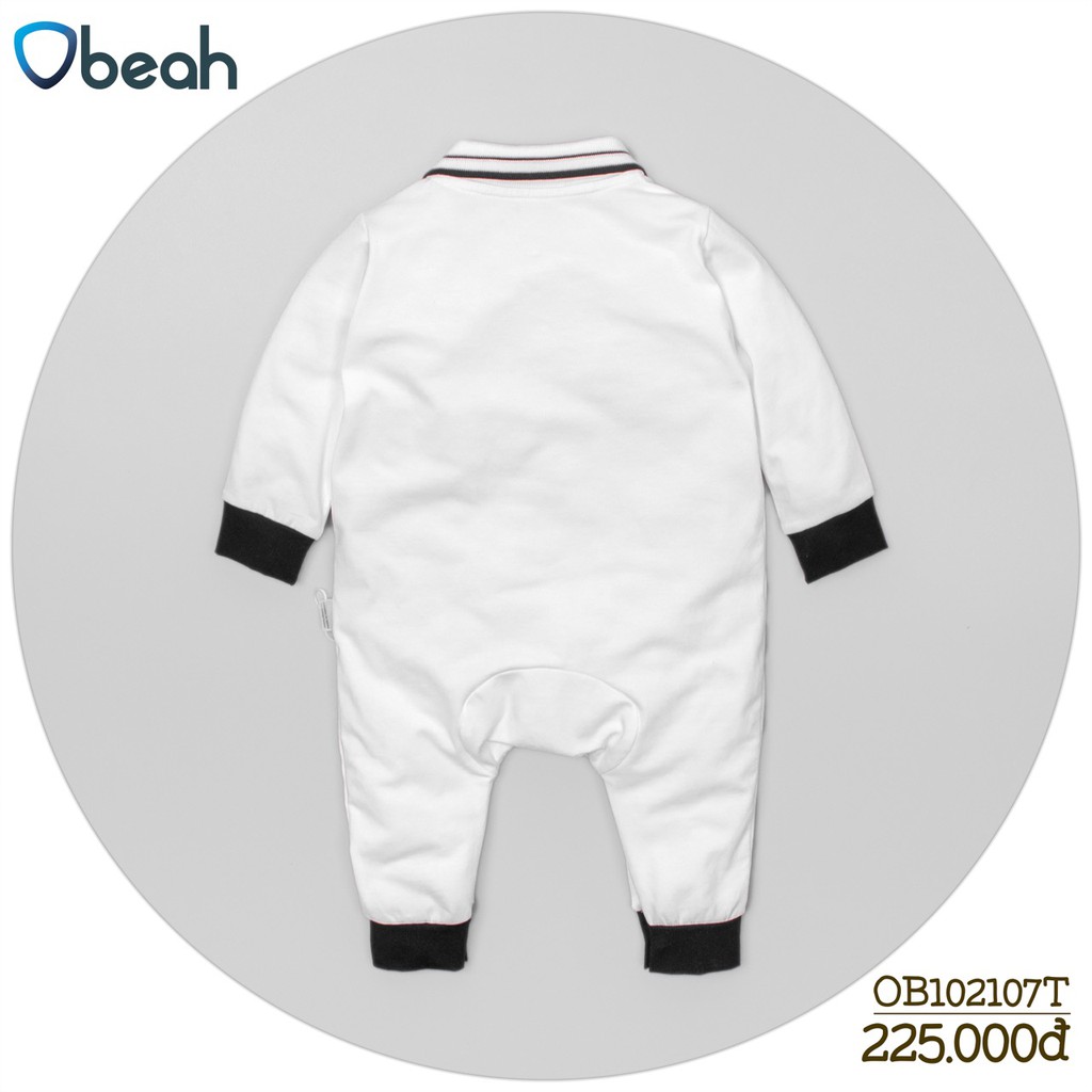 Obeah Bộ Body polo màu trắng cotton organic Fullsize 59 đến 90 cho bé từ 0 đến 24 tháng