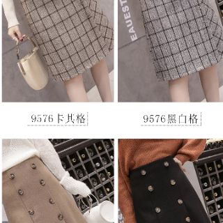 (kèm ảnh thật) chân váy dạ đính cúc cực sang
