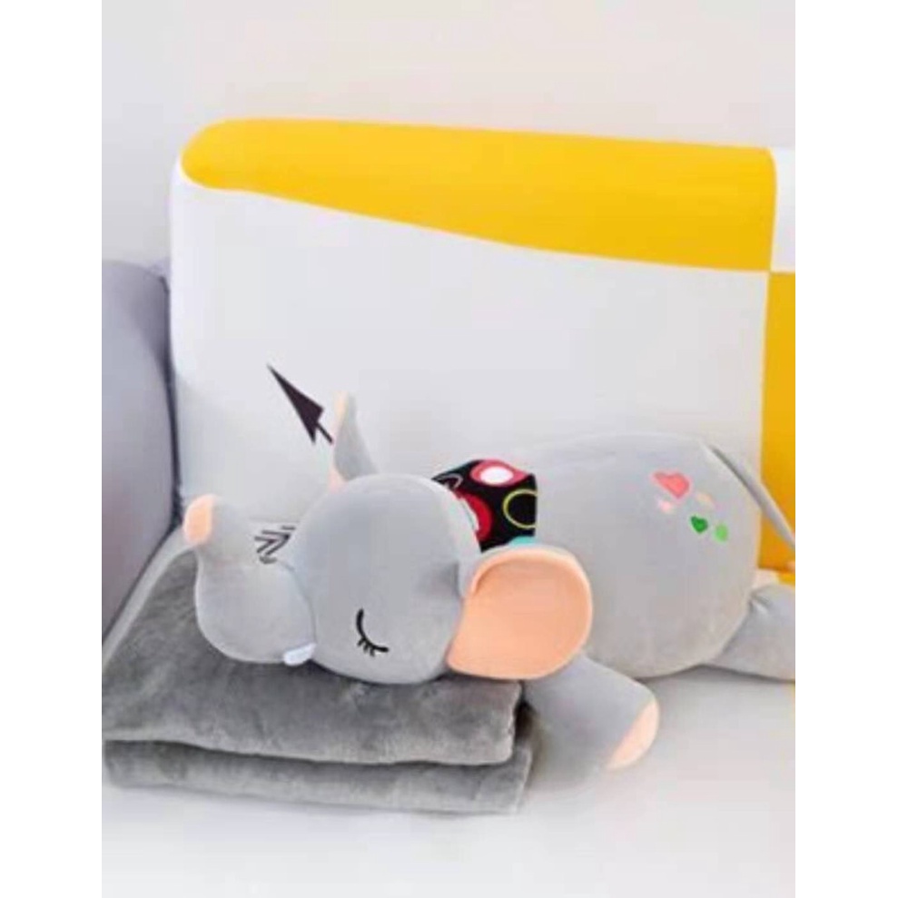 Bộ chăn gối siêu tiện ích Voi xinh Fhome