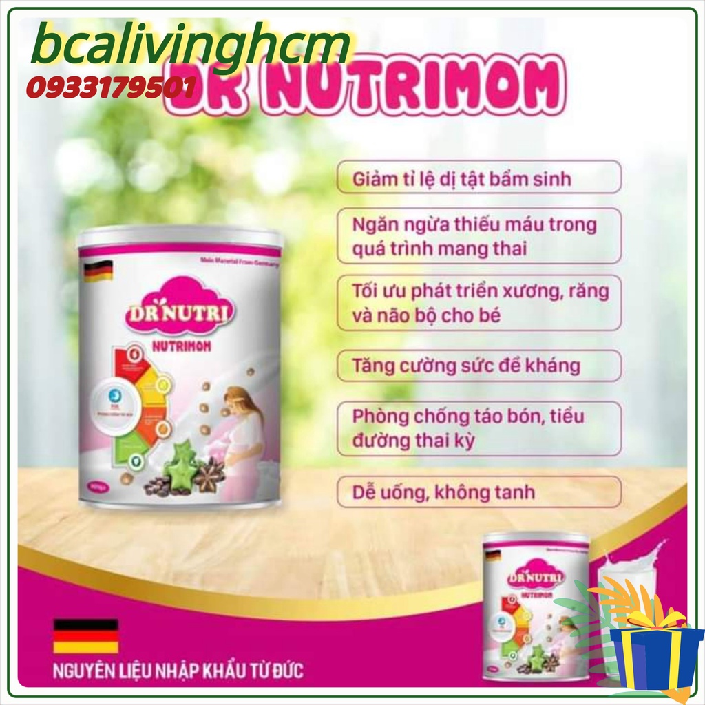 Sữa bầu Dr Nutri Mom 900g dành cho bà bầu,,giảm tỷ lệ di tật bẩm sinh,phát triển xương,răng và não bộ cho bé,tốt cho mẹ