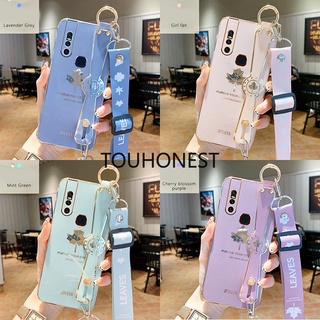 Casing Vivo V15 Pro Case Vivo V15 Case Vivo V9 V17 Cassing Vivo V20 SE Case Vivo V20 Cover Vivo Y85 Wrist Strap Maple Leaf Soft Silicone Rubber Phone Case With Gift Rope
