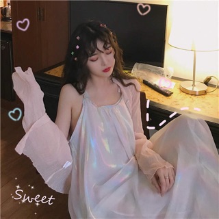 Áo đầm suông ánh xà cừ Ulzzang