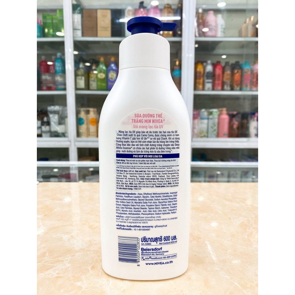 (600ml) SỮA DƯỠNG THỂ BODY NIVEA EXTRA WHITE RADIANT &amp; SMOOTH NHẬP KHẨU CHÍNH HÃNG THÁI LAN