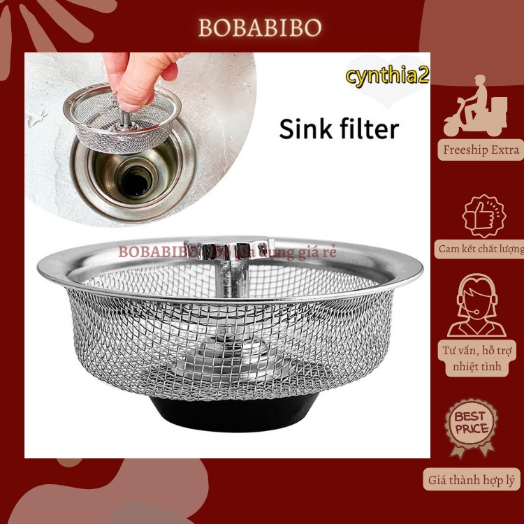 Giỏ Lọc Rác Inox Bồn Rửa Bát, Rổ Lọc Rác Bồn Rửa Bát Inox Không Rỉ Bobabibo