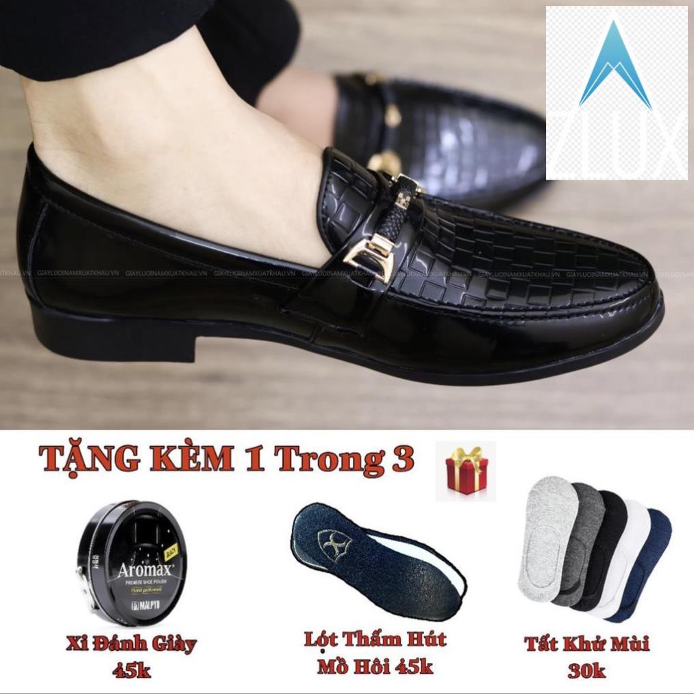 👒 sale 12-12 Giày Nam Công Sở Giá Rẻ Tại Hà Nội Da Bóng Kết Hợp Đai Vàng Mã L157 👒