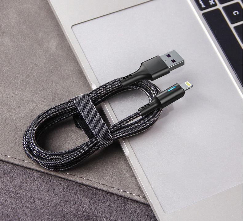 Cáp Sạc Nhanh 5a Cổng Micro Usb / Type C / Lightning Có Đèn Led Bền Chống Đứt Cho Iphone