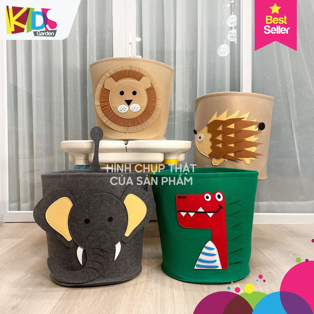 Giỏ đựng đồ đa năng cho bé [KÍCH THƯỚC LỚN] Giỏ đựng đồ chơi đựng quần áo bằng vải nỉ, hình ảnh con vật dễ thương