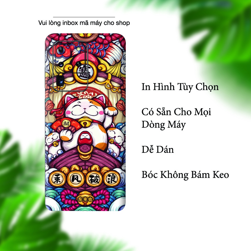 Miếng Dán Skin Điện Thoại In Hình Mèo Thần Tài 2 Cho Ip 6/ 7/ 8/ X/ XS/ 11/ 11 Pro Max Và Các Dòng Máy Android