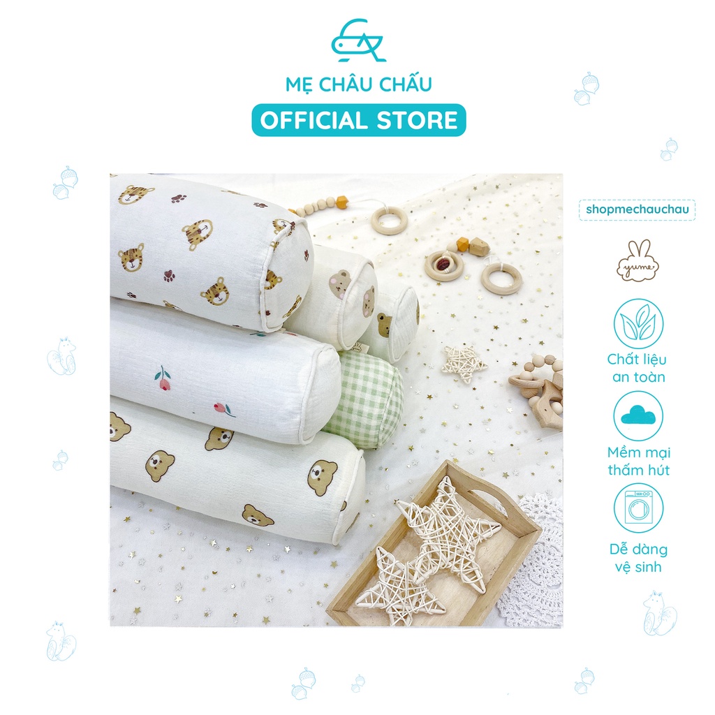 [FULL] Gối Ôm - Gối Chặn Xô Muslin Organic Yume (Dài 50cm - đường kính 10cm)