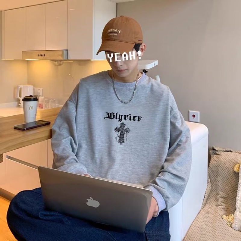 Áo sweatshirt AOKANG tay dài cổ tròn phong cách Hàn Quốc Hong Kong thời trang dành cho nam