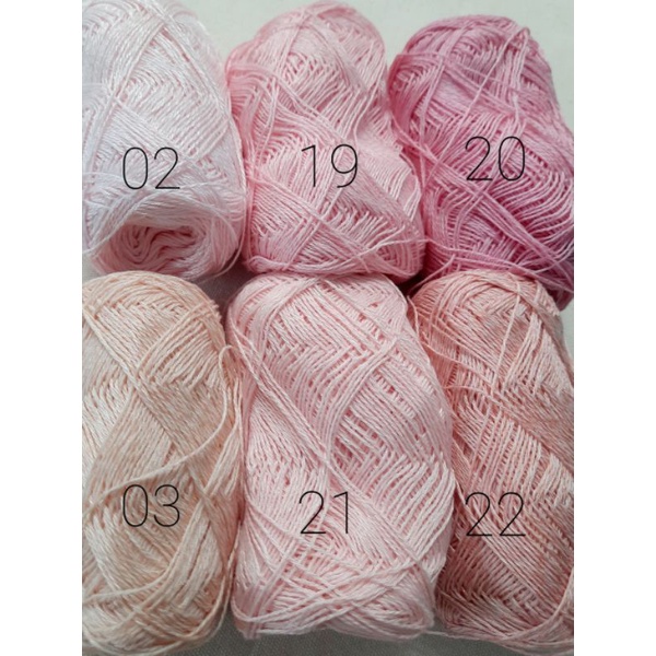 (13-22) Sợi cotton bóng Thái se 0.8mm, móc áo dài, váy đầm.