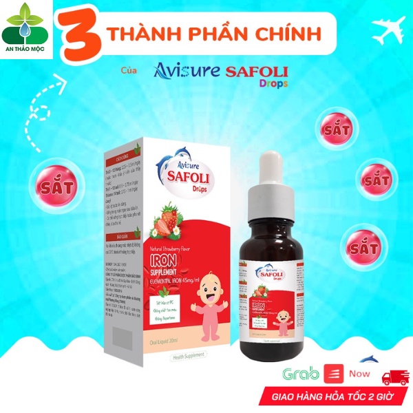 Sắt Hữu Cơ Nhỏ Giọt Avisure Safoli Drops Bổ Sung Cho Bé Thiếu Máu Do Thiếu Sắt, Trẻ Ốm Yếu Còi.Chai 20ml