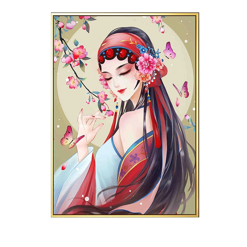 Bộ Tranh Đính Đá 5d Họa Tiết Cô Gái Xinh Đẹp Độc Đáo Diy Dùng Trang Trí Nhà Cửa