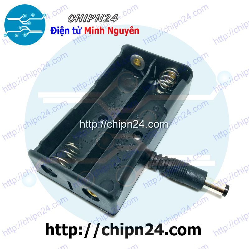 [1 CÁI] Hộp Đế Pin 18650 2 viên Có Chuôi Cắm Jack DC