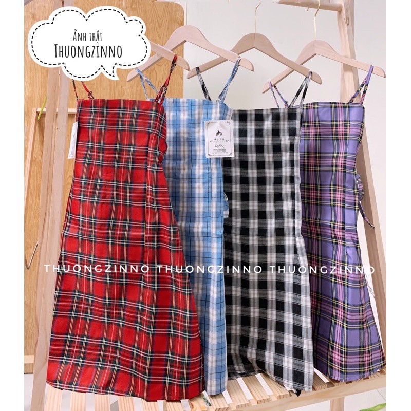 [Ảnh thật/Video] Váy 2 dây kẻ nhiều màu Đầm 2 dây kẻ ulzzang | BigBuy360 - bigbuy360.vn