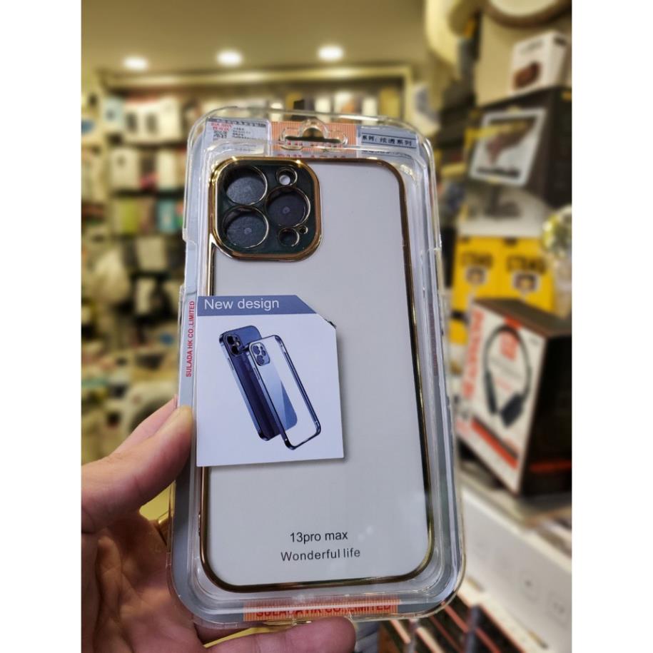 Ốp lưng Sulada trong viền màu iPhone 13, 13 Pro, 13 Pro Max Silicon trong bảo vệ camera siêu đẹp