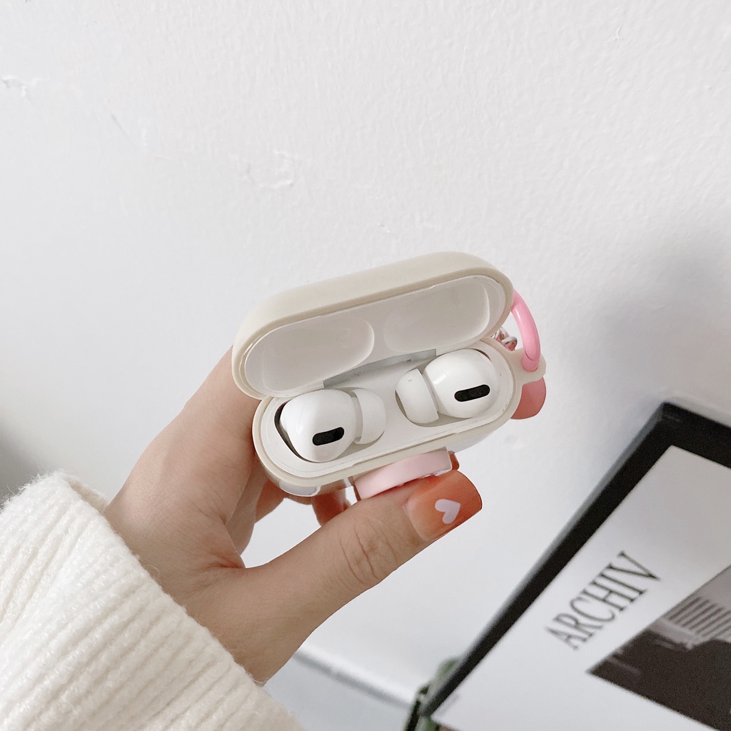 Vỏ Bảo Vệ Hộp Sạc Tai Nghe airpods 1 2 3 pro Bluetooth Bằng tpu Mềm Gắn Móc Khóa Trái Tim Màu Hồng Mới