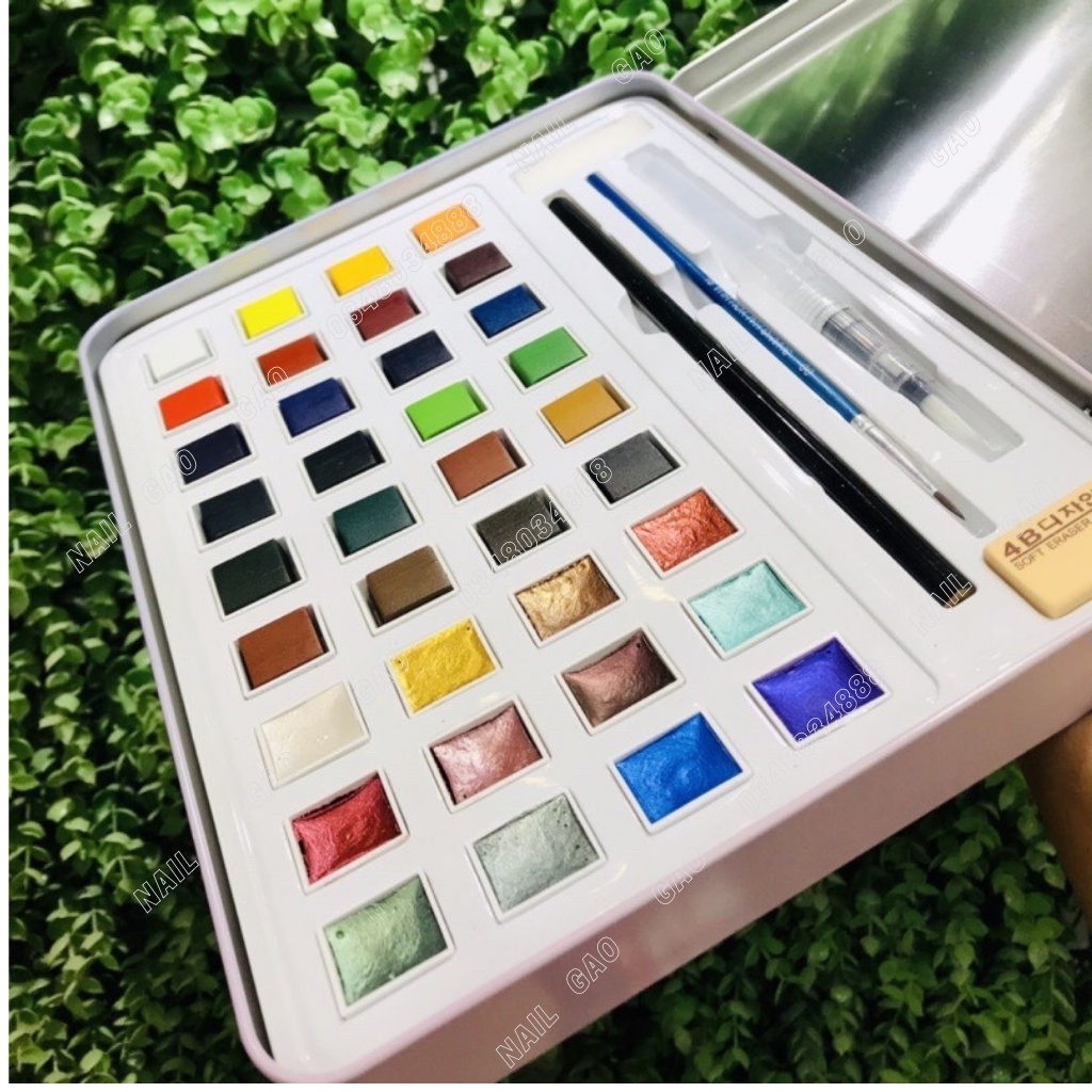 Sét  sơn nước,màu loang nhũ trang trí móng tay 36 màu kèm phụ kiện hót hít