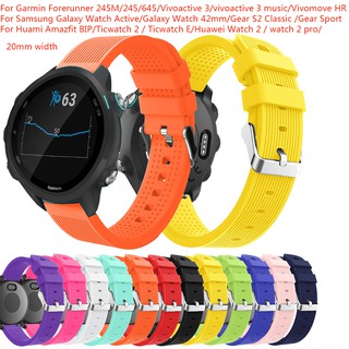 Dây Đeo Silicon 20mm Cho Đồng Hồ Garmin Forerunner 245M/245/645/vivoactive 3/Samsung Galaxy Active/Galaxy 42mm