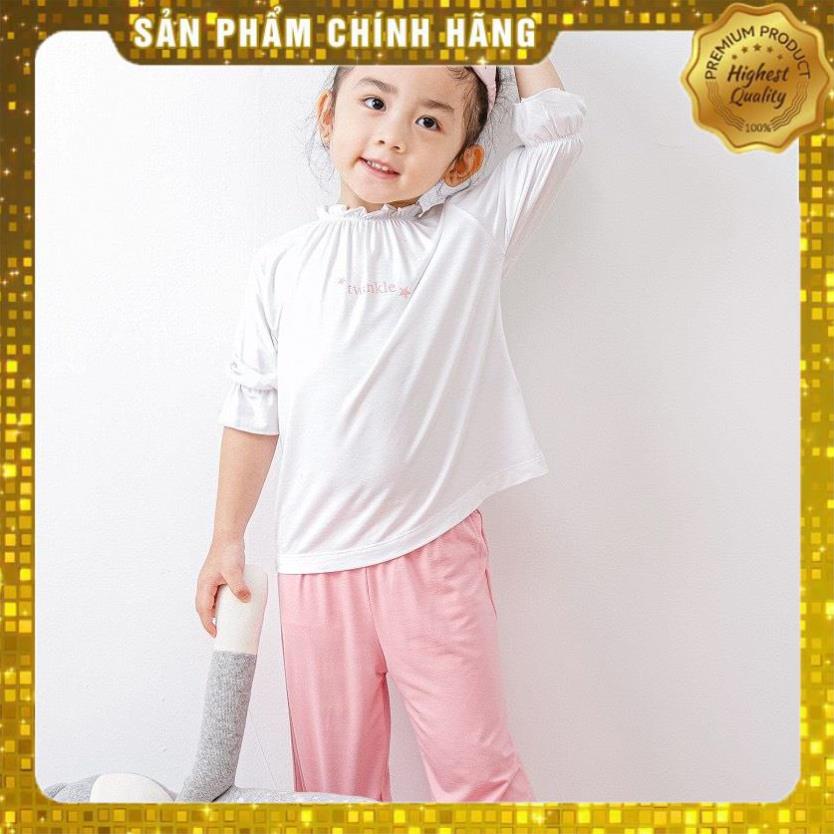 NOUSHANOI -  Bộ quần áo dài tay Nous kids pyjama trắng hồng cho bé gái ( Size Nous Kids 2Y 3Y 4Y 5Y)