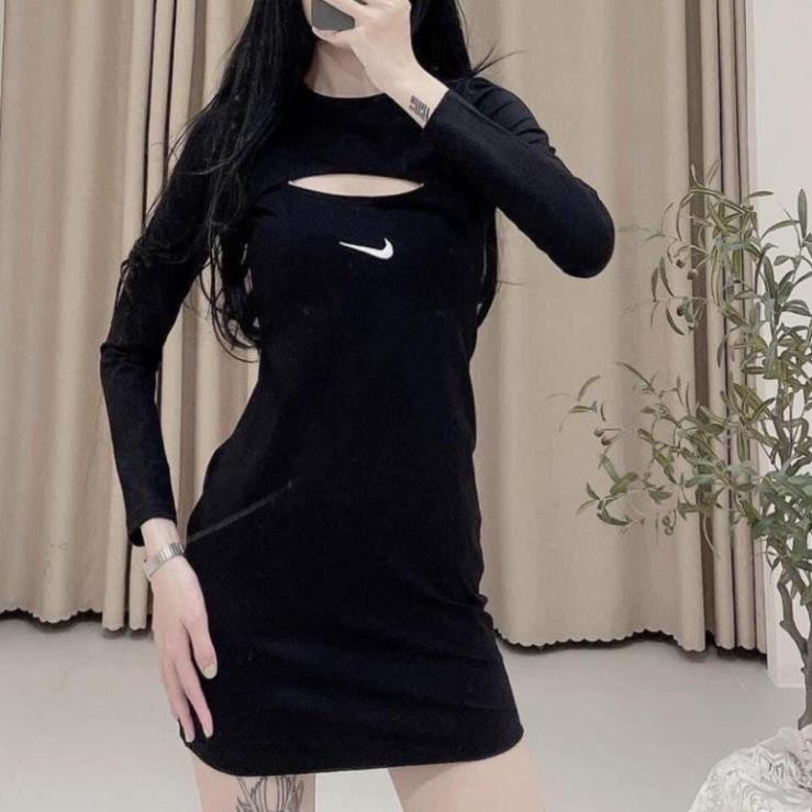 Váy Body Nữ Hình Thêu Hở Ngực Tay Dài Siêu Hot Hít- Váy Thun Ôm Kiểu Dáng Cách Điệu Cho Nữ Ulzzang Oversize  ྇  ྇