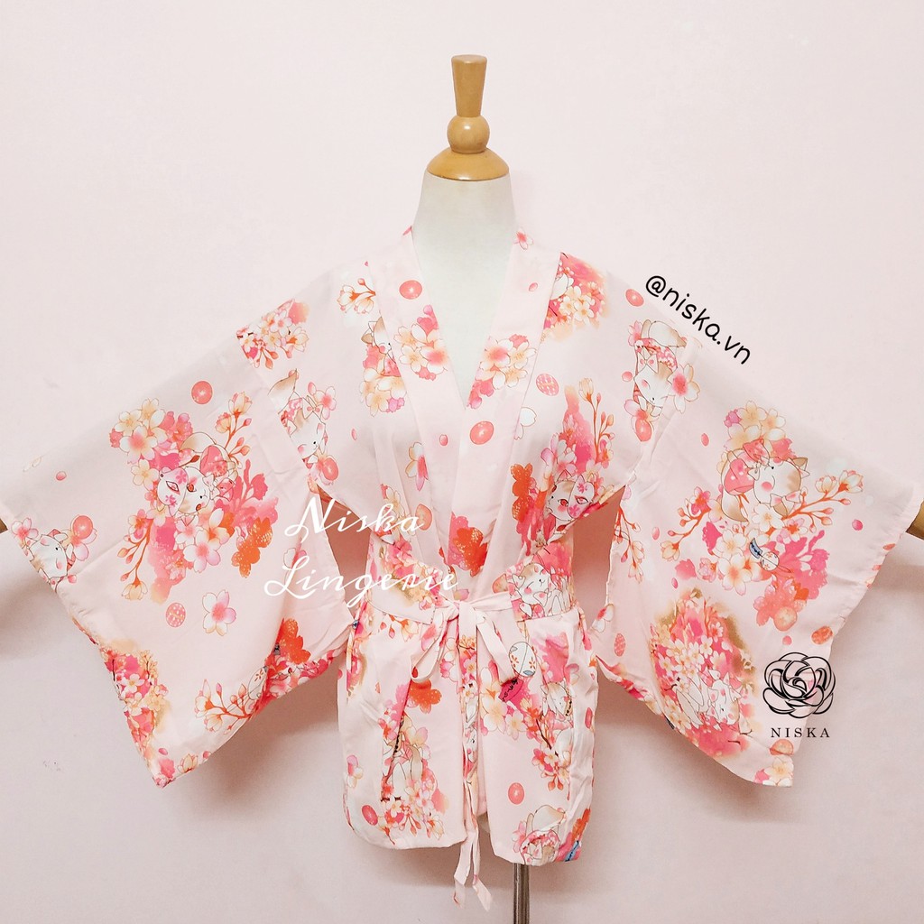 Set Yukata Neko & Sakura - Yukata Mèo & Hoa Anh Đào - Mã D128