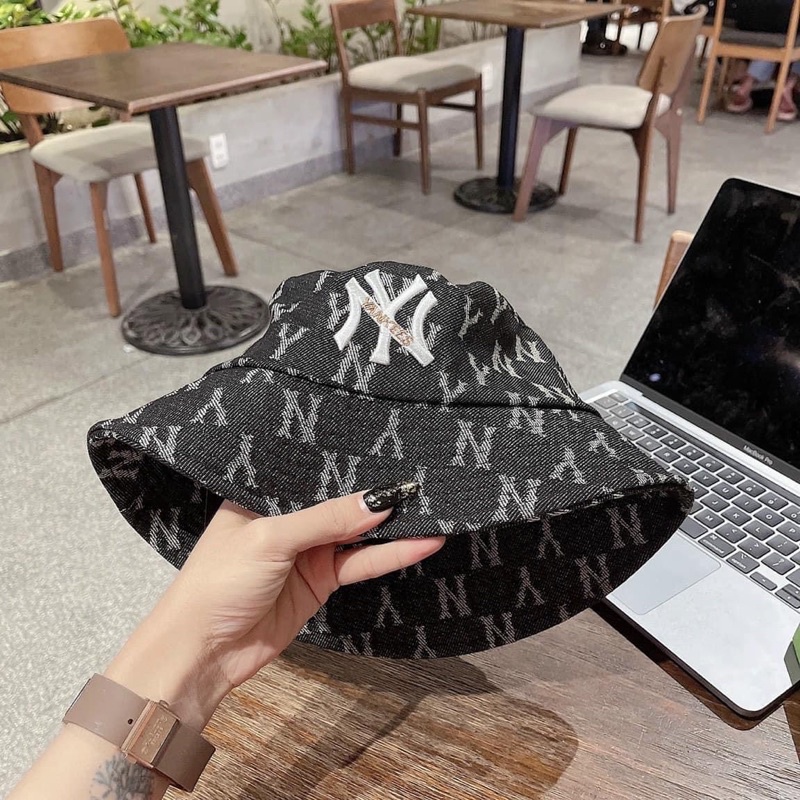 Mũ Bucket Nữ, Nón Tai Bèo Jean Mlb NY Vành Cụp