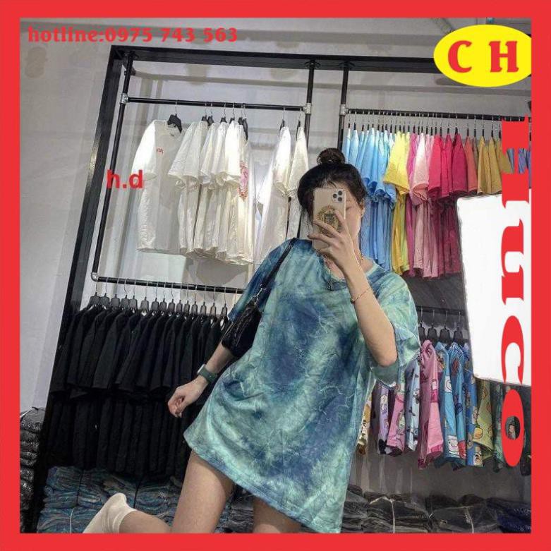 áo phông hè, thun loang xanh ngọc màu cực hót tay lỡ chất cotton mềm mát thời trang nam nữ form thụng unisex freesize  ྇