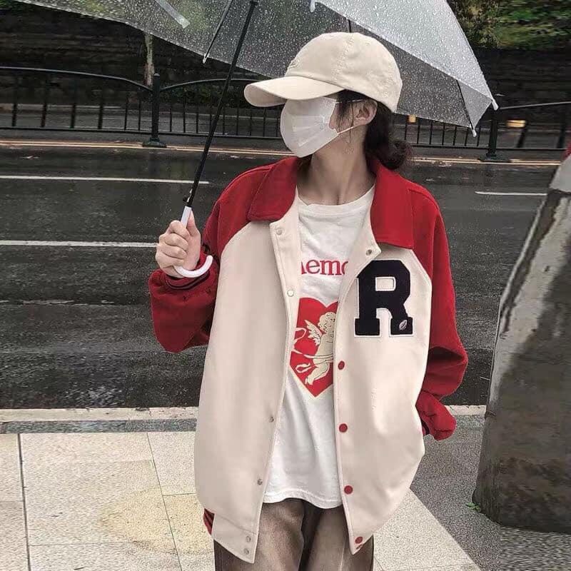 Áo Khoác Bomber Nam Nữ Áo Khoác Nỉ Ngoại Phối Tay Trắng Đỏ Unisex Form Rộng Hàng Hot Trend | BigBuy360 - bigbuy360.vn