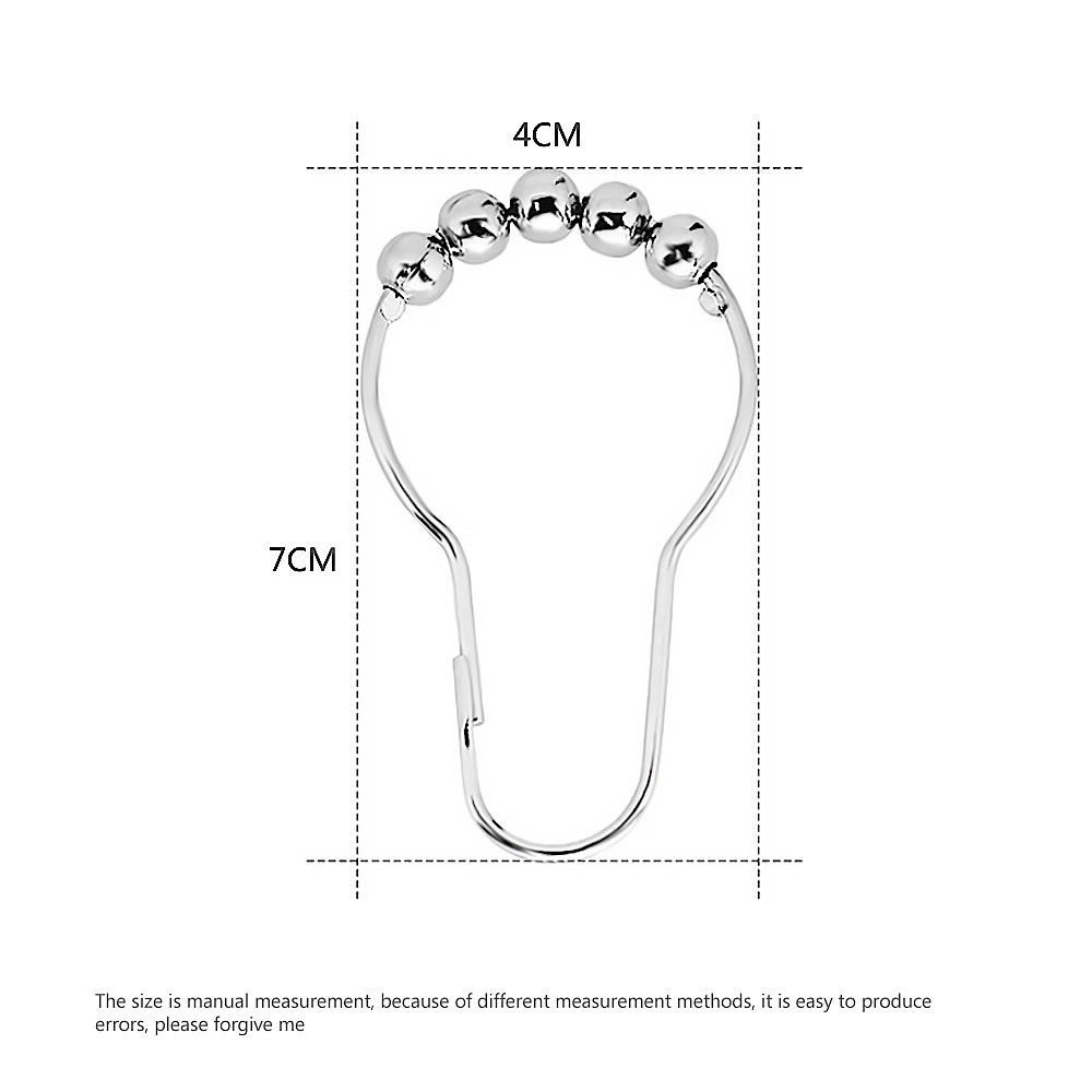 Combo 12 móc treo rèm bi trượt bằng thép không g (kích thước 7x4cm)