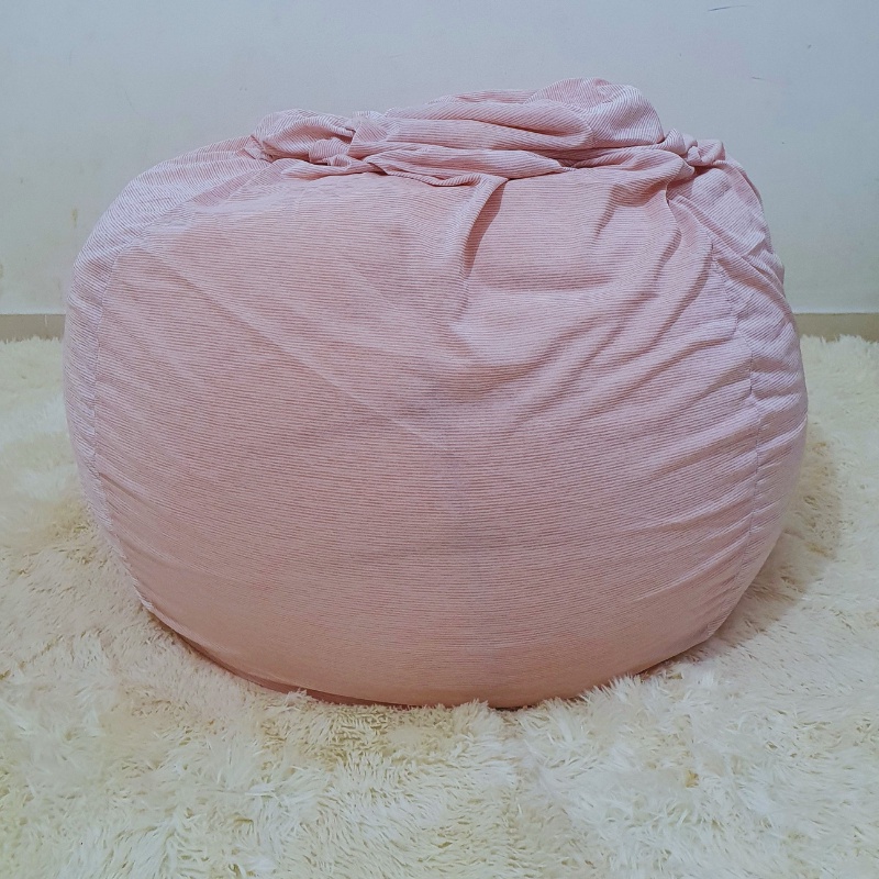 Ghế Lười Hạt Xốp 3ii Home Hình Trái Lê Size M 80x100cm Màu Hồng Nhạt Vải Thun Lạnh Cao Cấp Khán Khuẩn Chống Bám Bụi